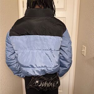 Stylish Black and Blue Puffer Jacket